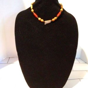 Bead And Glass Statement Necklace